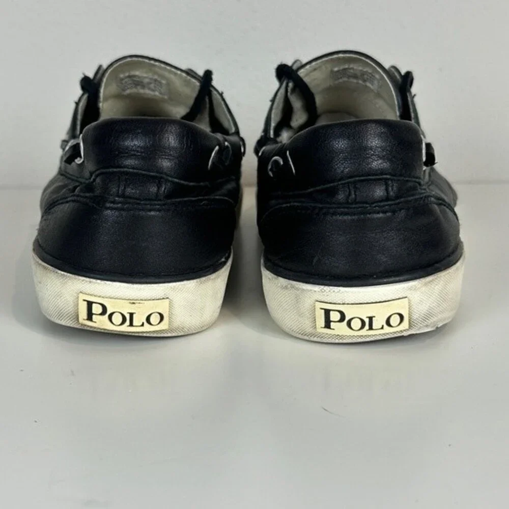 Polo Ralph Lauren Sander Leather Boat Loafers Black 13D